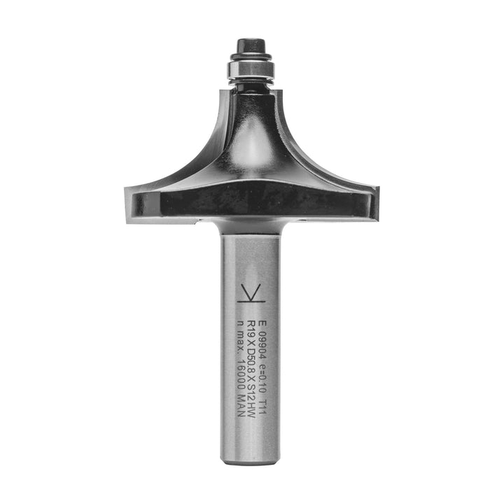 ENT 09904 Viertelstabfräser HW, Schaft (S) 12 mm, Durchmesser (D) 50,8 mm, NL 25,4 mm, R 19,05 mm, S