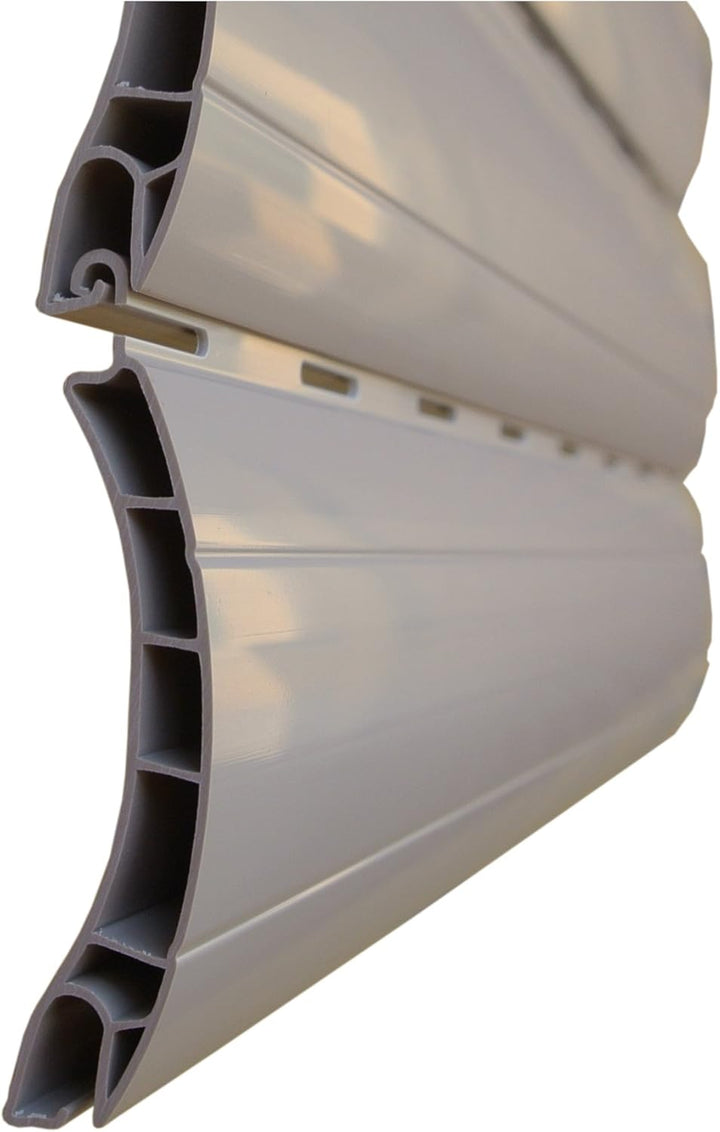 5 x 2 Meter PVC Rollladenlamelle Profil Rolladenlamelle Maxi 52mm Farbe: Grau 52mm Deckhöhe Grau, 52