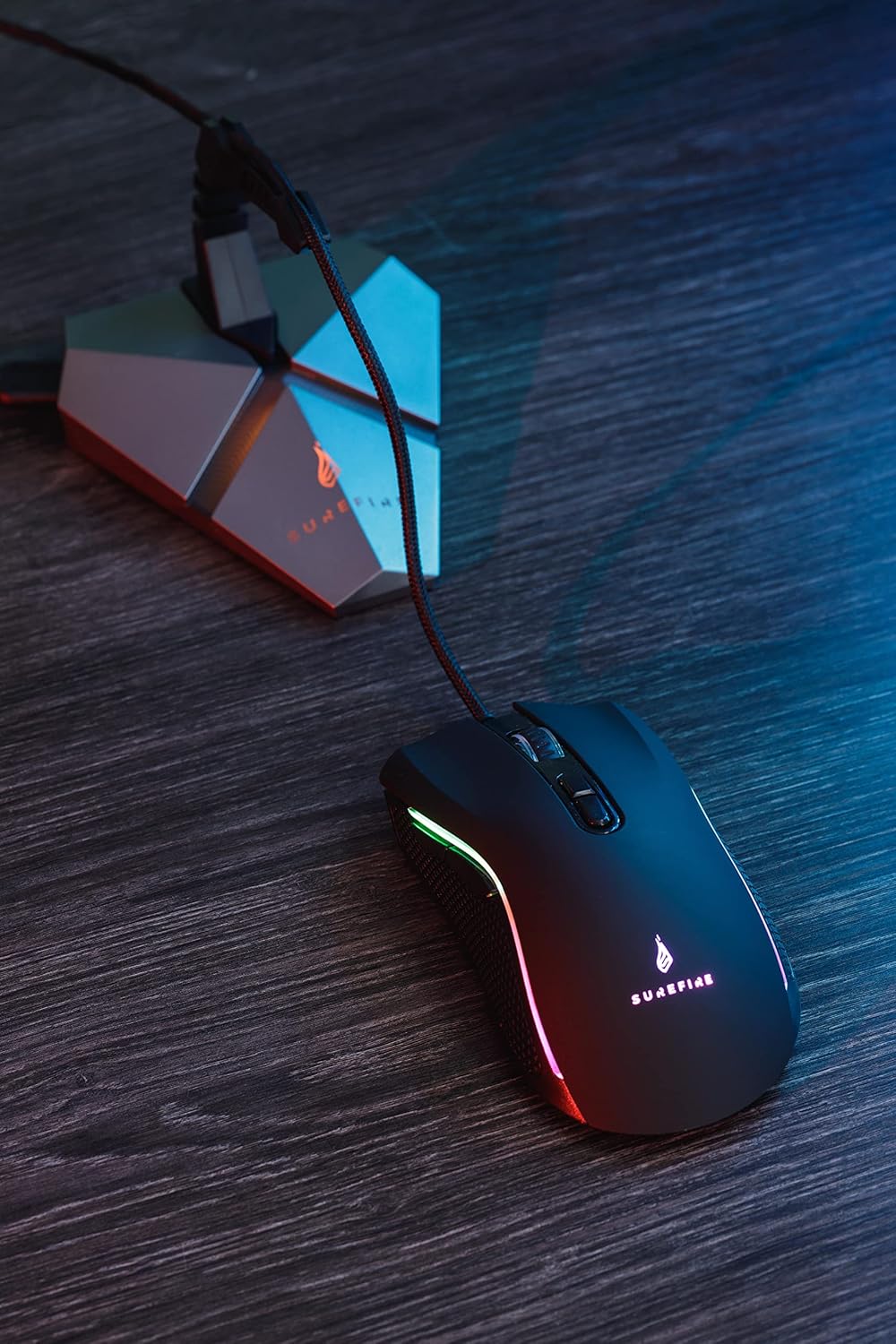 SureFire Axis Gaming Hub - Maus Bungee RGB mit 3x USB 3.2 Gen 1 Anschl├╝ssen, Mauskabelhalter, micro