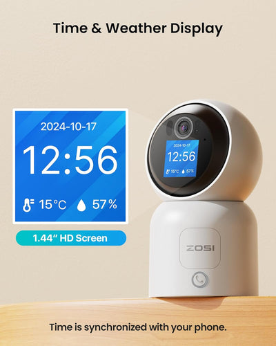 ZOSI 2,5K 4MP WLAN Innen Überwachungskamera mit Monitor, 360° Schwenkbare Kamera Indoor für Baby, 2,
