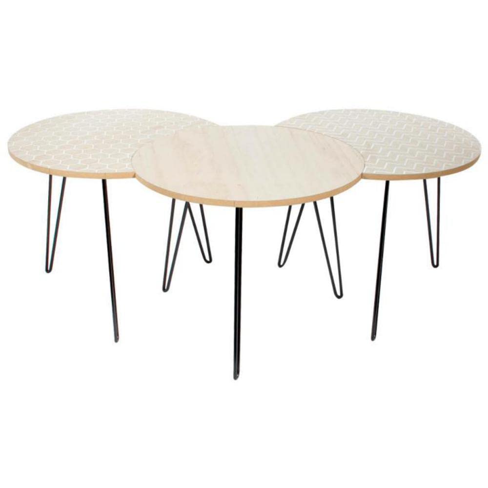 Home Deco Factory Tabelle, Holz, Metall, Beige/Weiss, Einheitsgrösse Einheitsgrösse Beige / Weiss, E