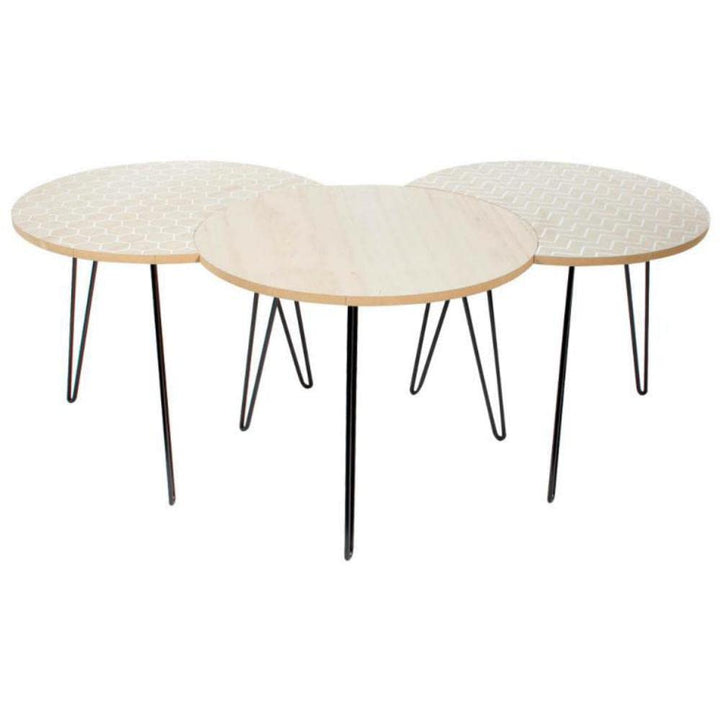 Home Deco Factory Tabelle, Holz, Metall, Beige/Weiss, Einheitsgrösse Einheitsgrösse Beige / Weiss, E
