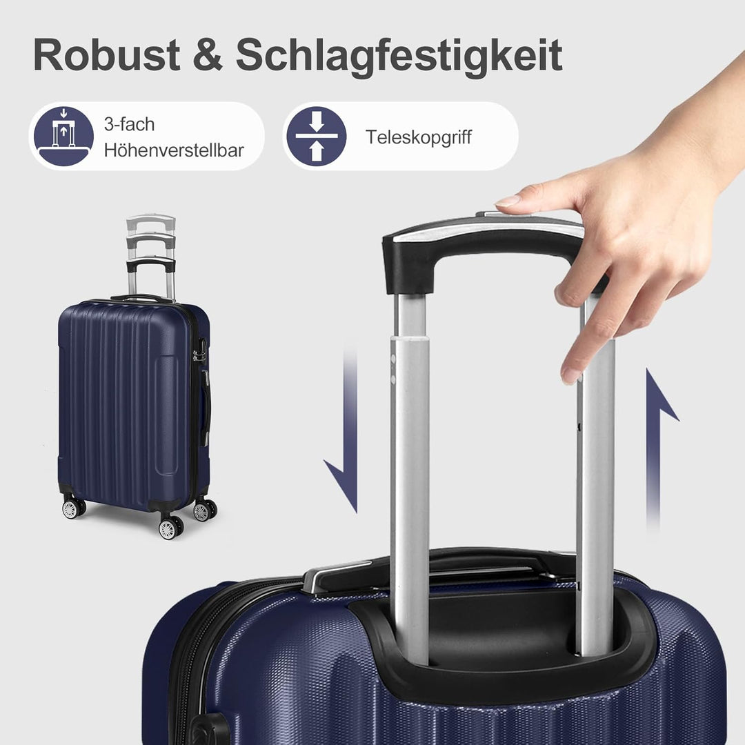 LEADZM Kofferset 5 teilig mit Kosmetikkoffer, Koffer Set Hartschalen-Trolley aus ABS, Reisekoffer Se