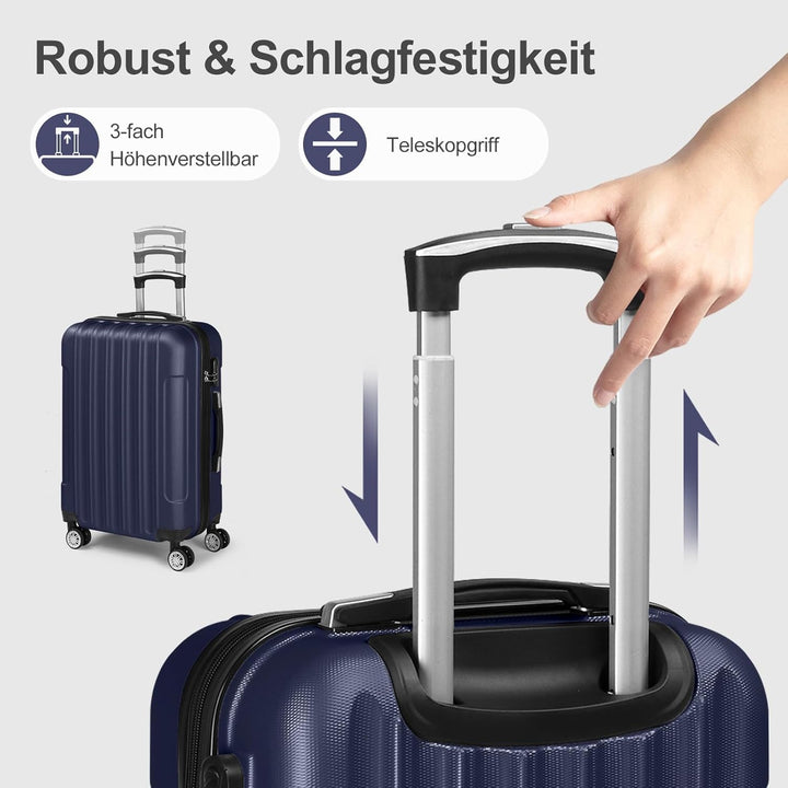 LEADZM Kofferset 5 teilig mit Kosmetikkoffer, Koffer Set Hartschalen-Trolley aus ABS, Reisekoffer Se