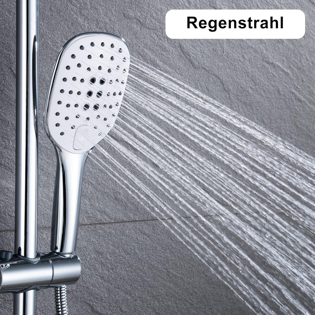 JOHO Quadratisch Handbrause mit Schlauch 3 Strahlarten Duschbrause Brauseschlauch Brausekopf Duschar
