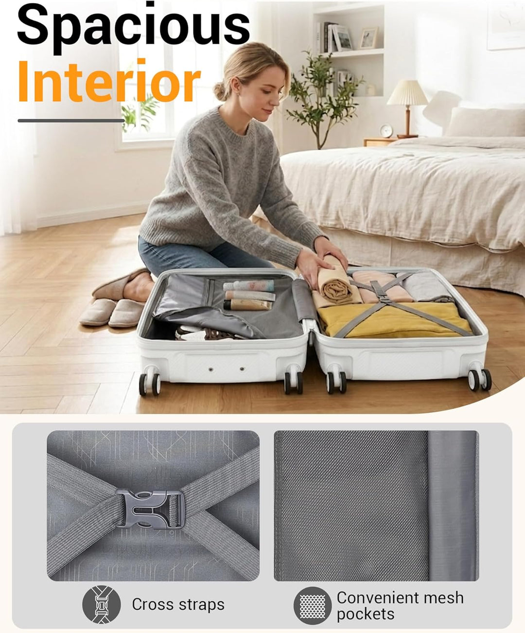KONO Carry-ons Luggage Kleiner Koffer Handgepäck 55x40x20 Leicht Kabinentrolley Handgepäckkoffer Har