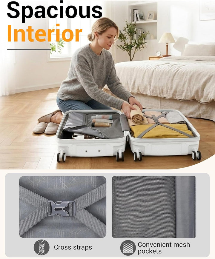 KONO Carry-ons Luggage Kleiner Koffer Handgepäck 55x40x20 Leicht Kabinentrolley Handgepäckkoffer Har