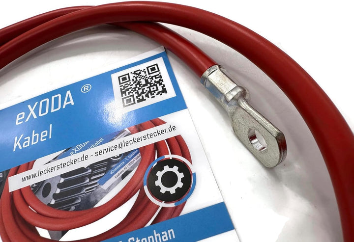 eXODA Batteriekabel 35 mm² 100cm mit M8 Kabelschuhen Rot hohe Flexibilität und Verarbeitungsqualität