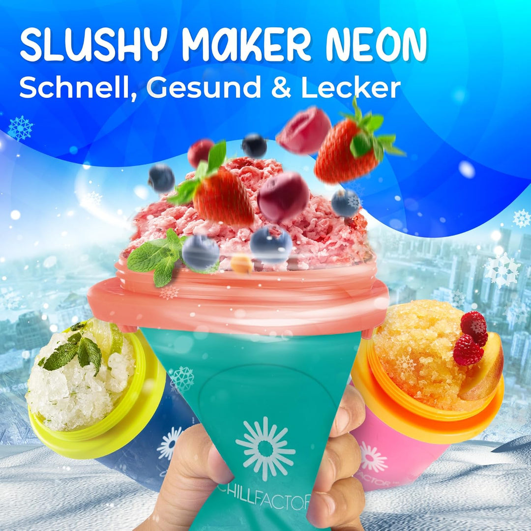 Slushy Maker Magic Freez | Slush Ice Becher mit Strohhalmlöffel | Eisbecher Alternative für Eis selb