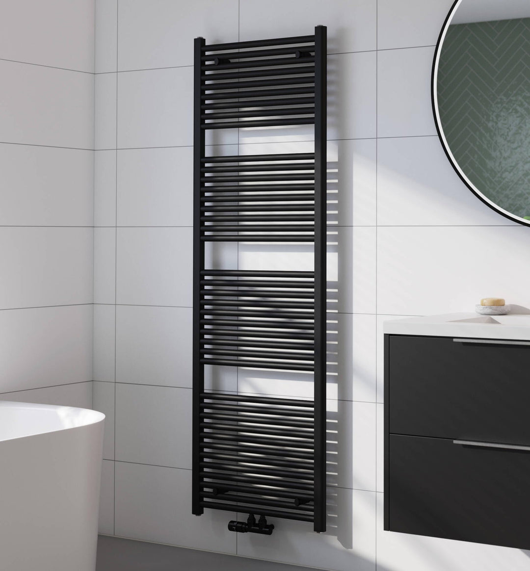 Saqu Badheizkörper Cole Matt Schwarz 60x180 cm 1072W - Design Heizkörper Handtuchwärmer Handtuchtroc
