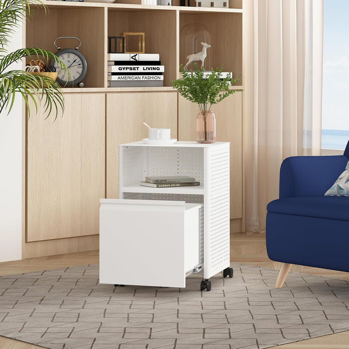 [en.casa] Rollcontainer mit Schublade Velvevn Aktenschrank mit 5 Rollen Büroschrank Metall 54 x 40 x