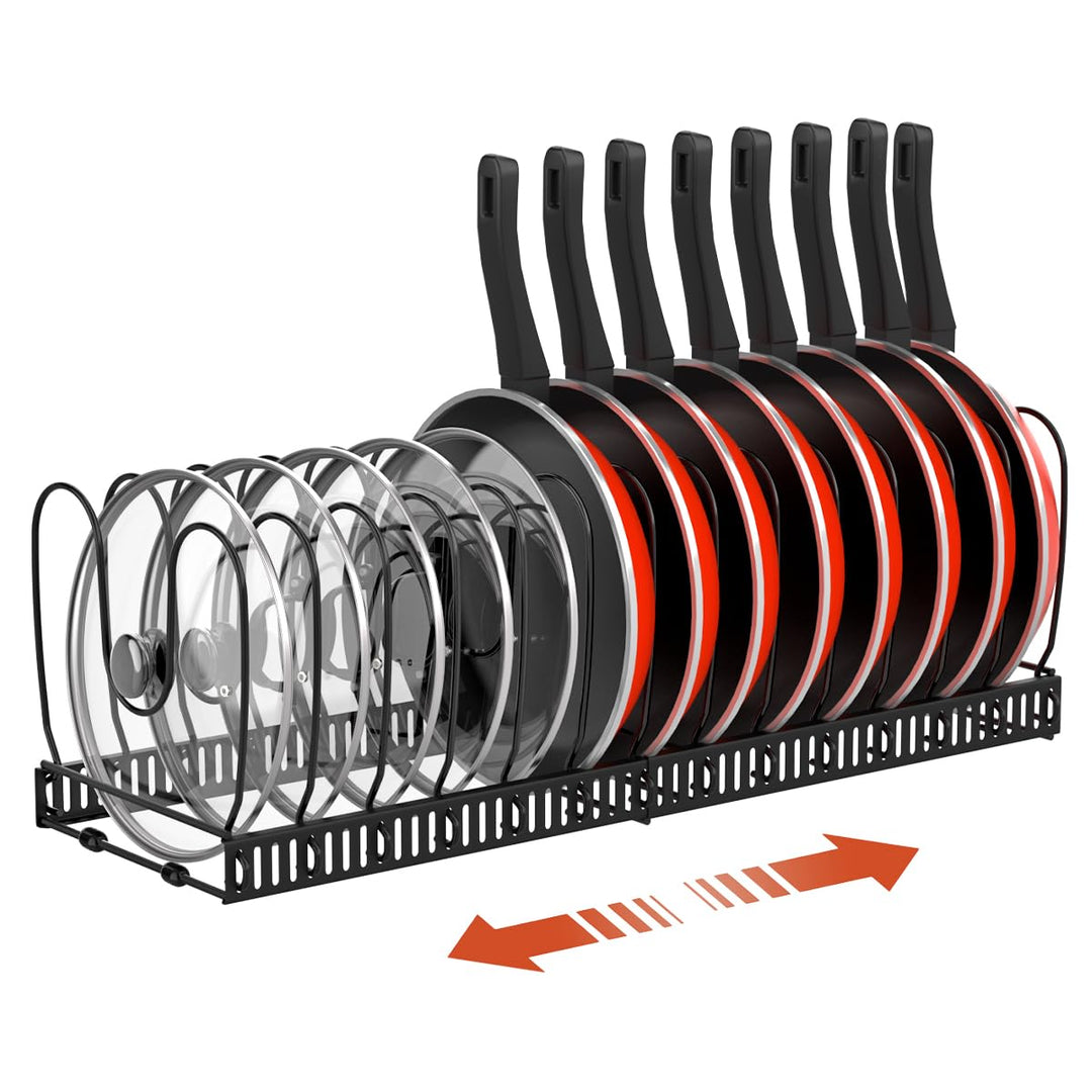 Housolution Pfannenhalter für Schublade, Erweiterbarer Topfdeckelhalter mit 14 Verstellbaren Teiler,