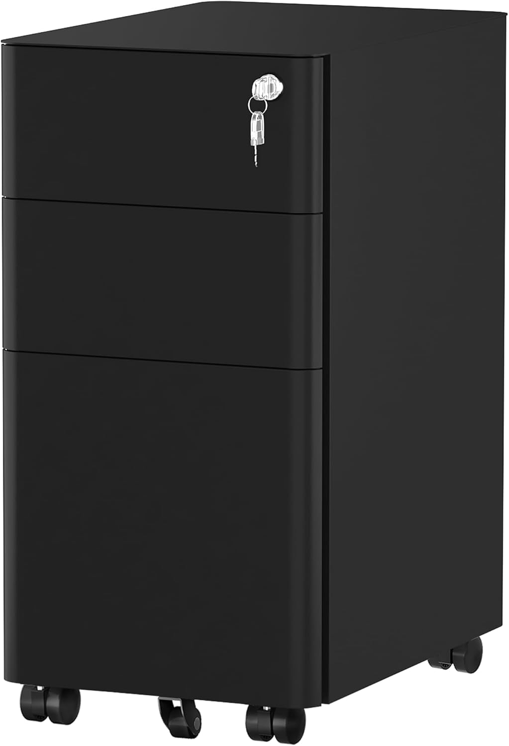 YITAHOME Rollcontainer mit 3 Schubladen, Metall Abschliessbar Aktenschrank für A4, Legal, Letter, Mo