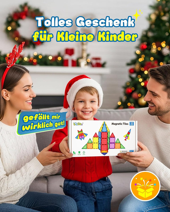 Loolinn | Magnetische Bausteine als Festtagsgeschenk für Kinder ab 3 Jahren - Sicher für Kinder, Nie