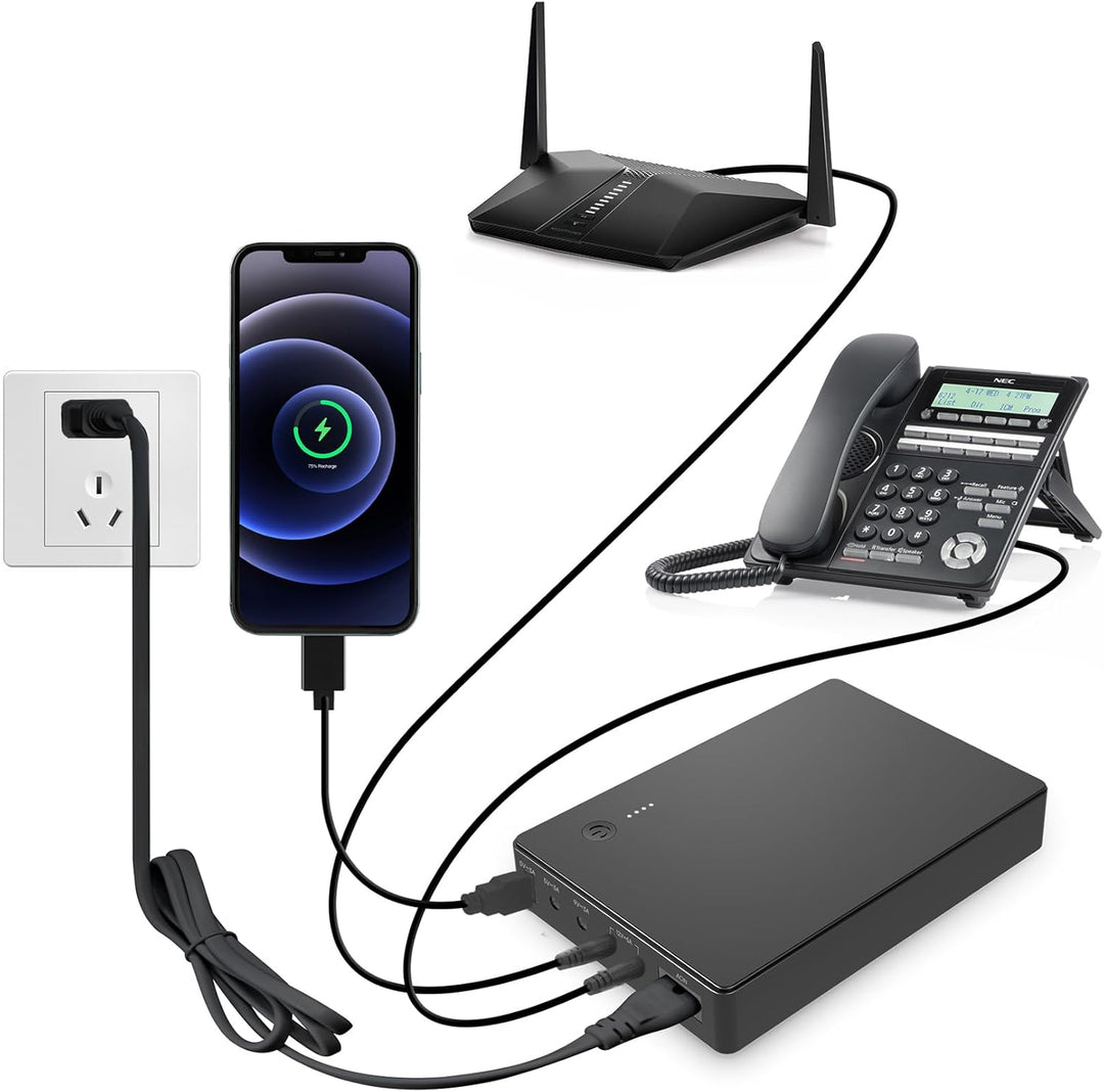 Mini UPS Unterbrechungsfreie Stromversorgung für Router, Modem, Kamera mit Eingang AC Ausgang USB 5V