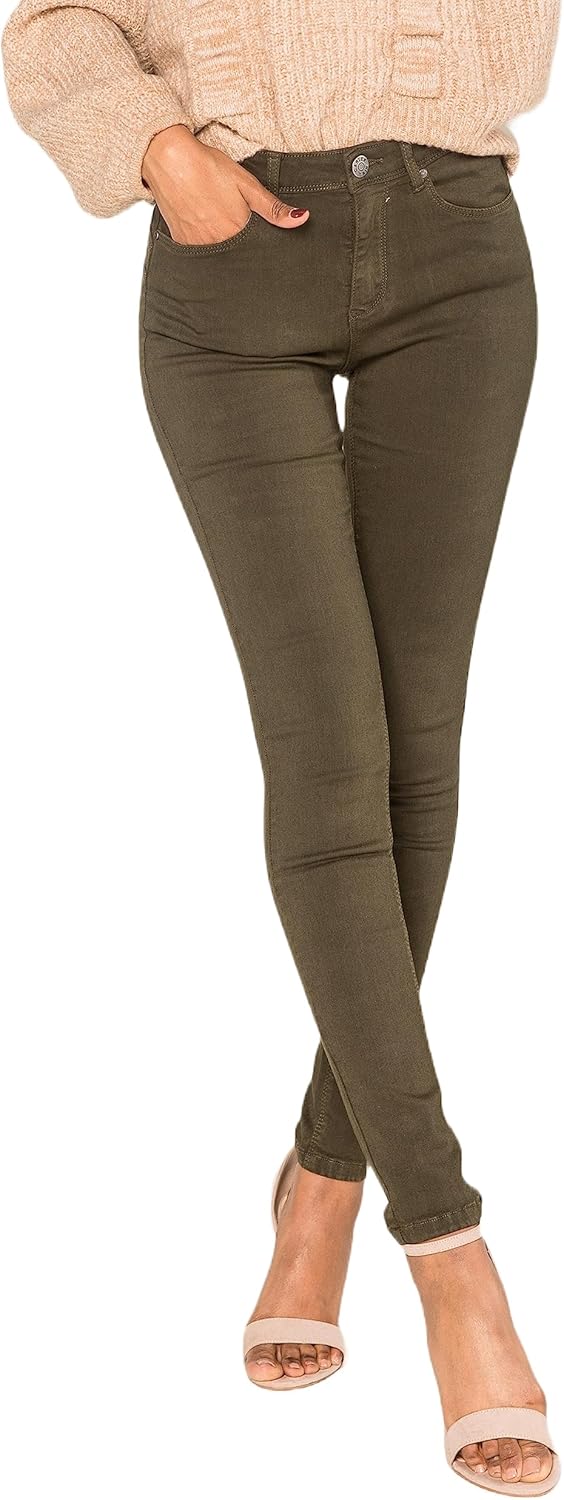 Nina Carter P106 Damen Jeanshosen Slim Fit Push-Up Skinny Jeans Mid-High Waist M Slim Khaki (P106-2)