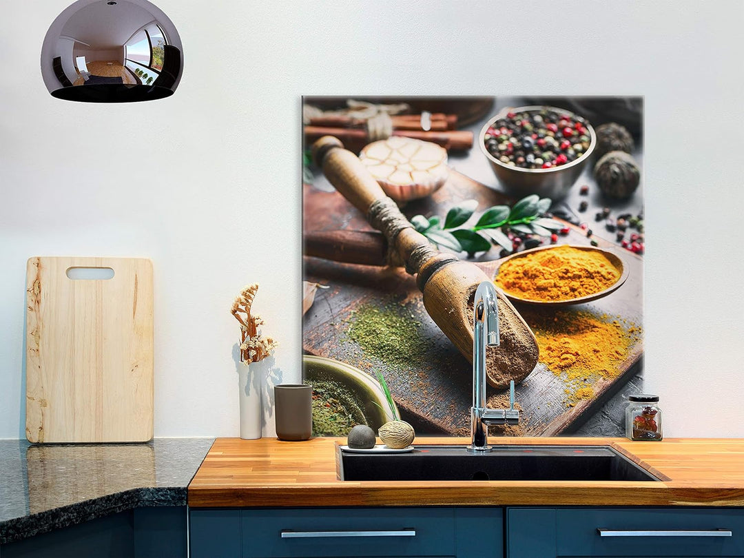 murando Spritzschutz Glas für Küche 60x60 cm Küchenrückwand Küchenspritzschutz Fliesenschutz Glasbil