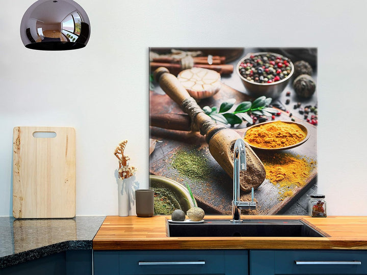 murando Spritzschutz Glas für Küche 60x60 cm Küchenrückwand Küchenspritzschutz Fliesenschutz Glasbil