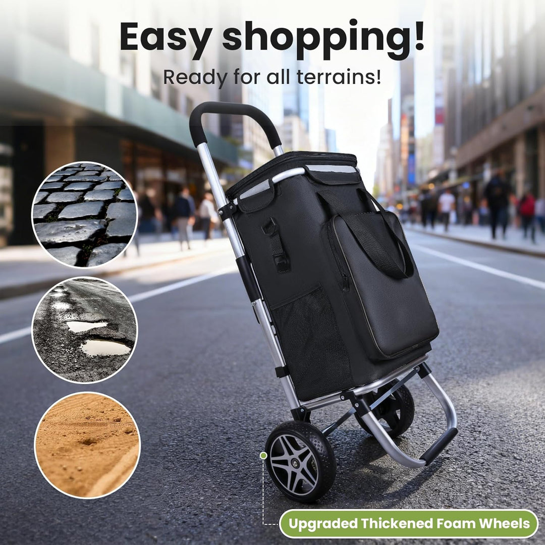 YEAUPE PRO Einkaufswagen mit Kühlfach | max. 46L & 25kg Traglast | Klappbarer 3in-1 Trolley Sackkarr