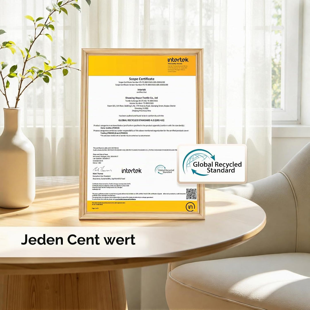 MRTREES Gardinen mit Ösen Vorhang Creme 2er Set, 145 cm Lang 140 cm Breit, Kurze Fenster Gardine Tra