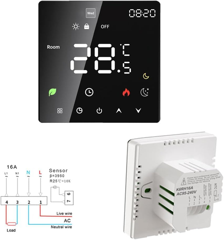 Thermostat Fussbodenheizung, Raumthermostat Thermostat Heizung Smart Elektrisch WiFi Touchscreen Spr
