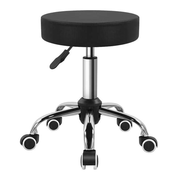 BFTOU Schwarzer Drehhocker aus PU-Leder mit Rollen, perfekt für Salon, Arbeit, Zuhause, Spa, Geschäf