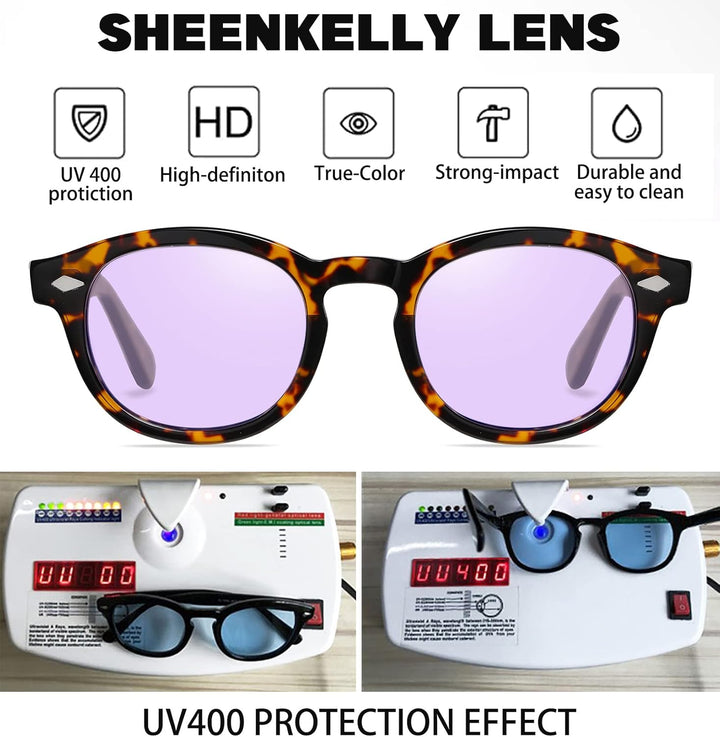 SHEEN KELLY Retro Acetat Ovale Sonnenbrille für Männer Frauen Hochauflösend Polarisierte Round Linse