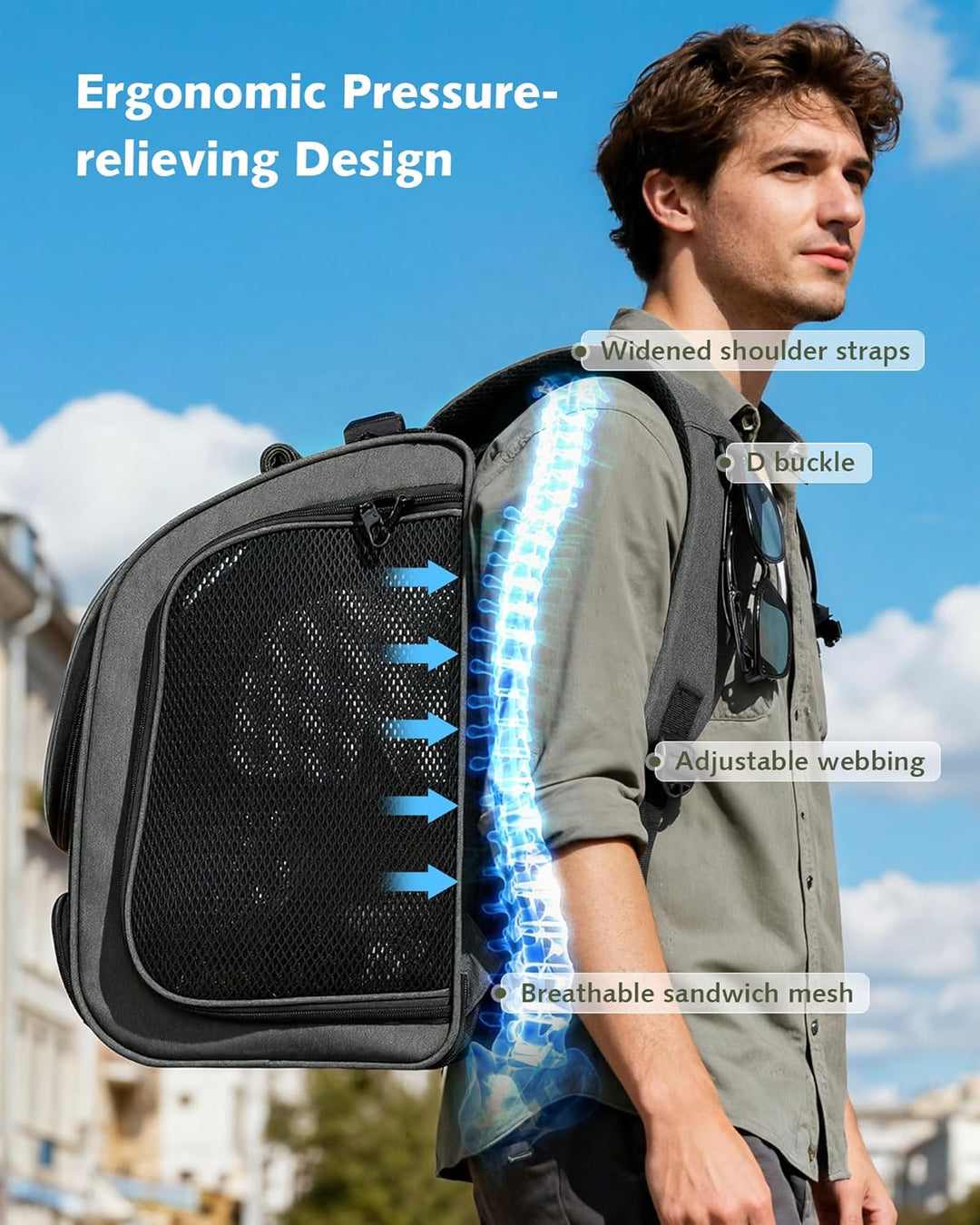 pecute Katzenrucksack Erweiterbar Bubble Haustier Rucksack mit Netzfenster, Tragbare und Faltbare Ka
