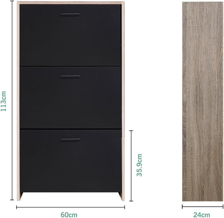 CASABEL Schuhschrank für 18 Paar – grosse Kapazität für den Eingangsbereich – L 60 x T 24 x H 113 cm