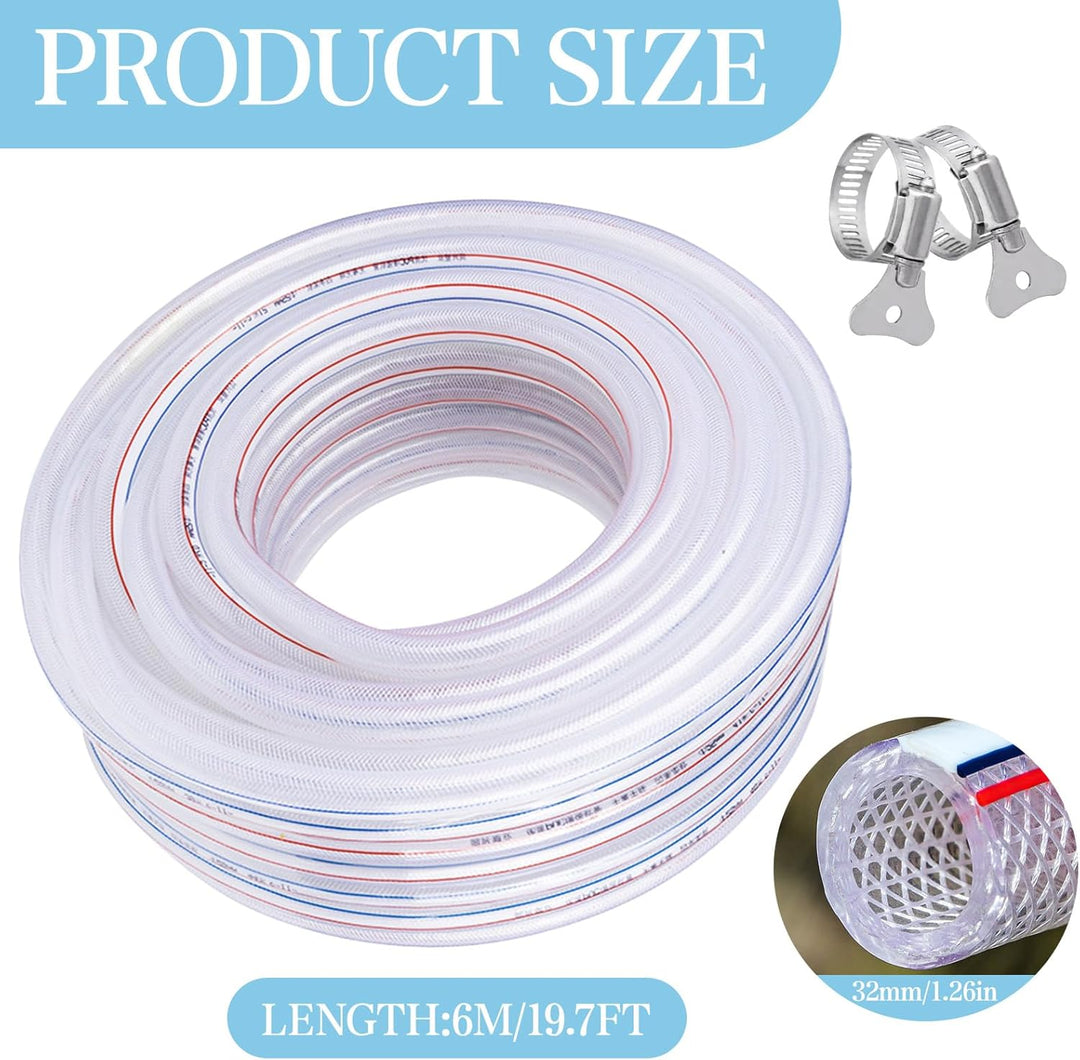 Transparenter PVC Schlauch 25x32mm, 6M, Universell passend für alle 25mm Pumpen, Trinkwasserschlauch
