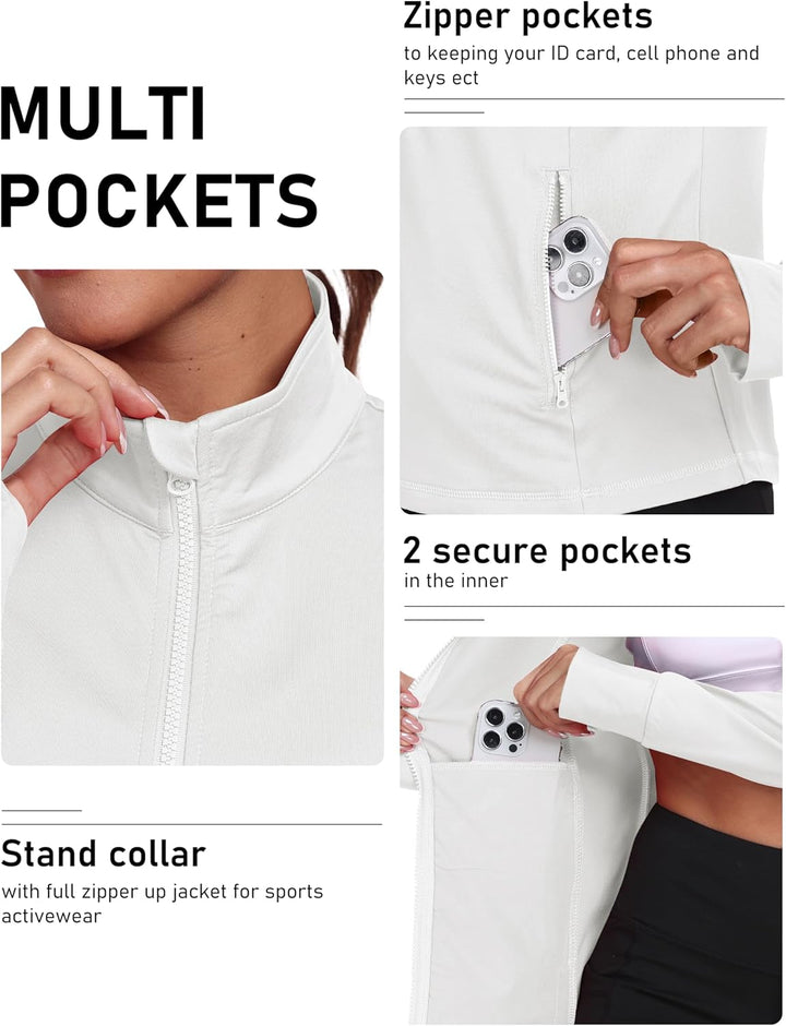 MoFiz Sportjacke Damen Leicht Trainingsjacke Mikrofleece Sweatjacke Wandershirt mit Reissverschluss