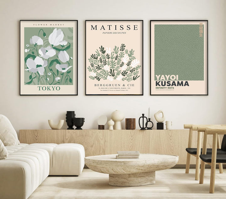 Moderne Poster Set | 3 Stück 50x70cm | Stilvolle Matisse Pastell Poster Collagen mit passenden Bilde