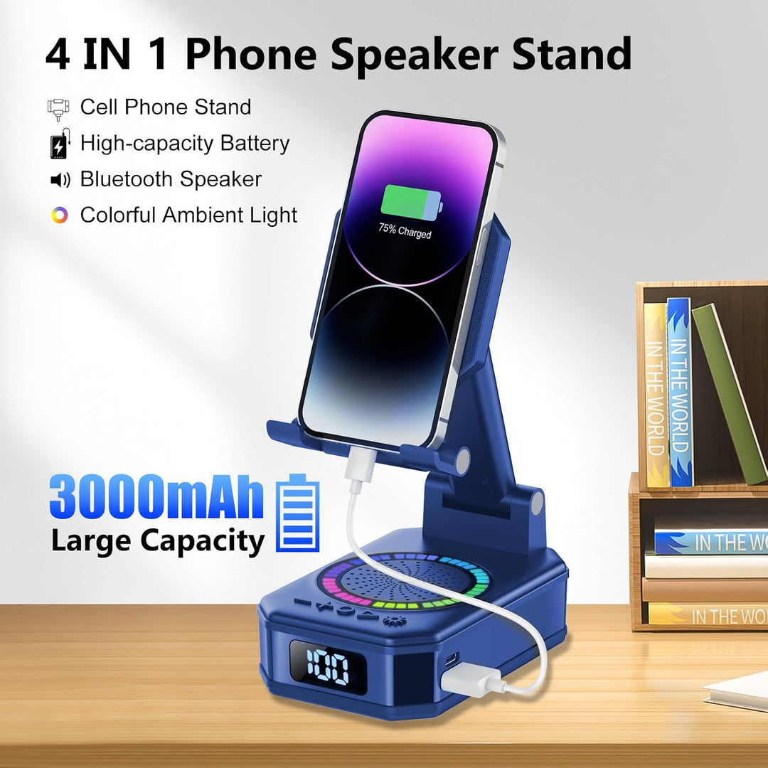 Bluetooth Lautscher, Mama, 4-in-1 Musikbox Bluetooth mit 7 LED-Farben und Handyhalterung, Lange Akku
