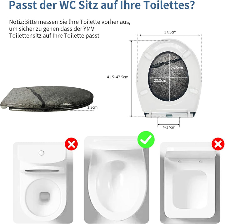 Toilettendeckel mit Absenkautomatik, WC Sitz mit Absenkautomatik Oval Form klodeckel Einfache Reinig