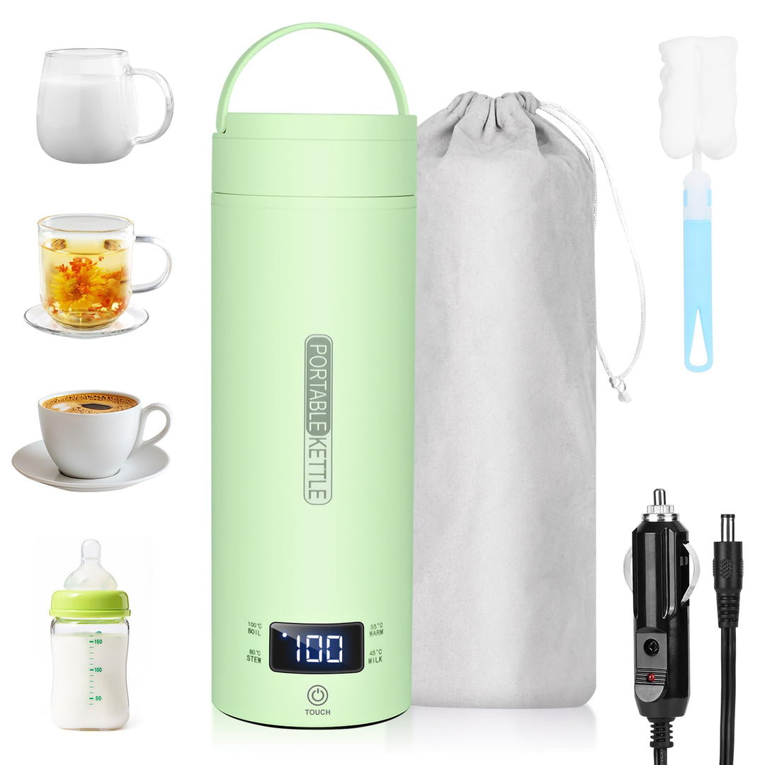 Dreamhigh® Reisewasserkocher, 450ml Mini Wasserkocher, 96W Wasserkocher Klein aus Edelstahl, Auto Wa