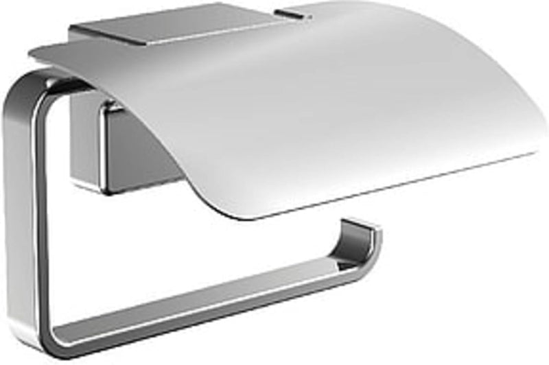 EMCO Cue Papierhalter mit Deckel, markant geformter Toilettenpapierhalter zur Wandmontage, hochwerti