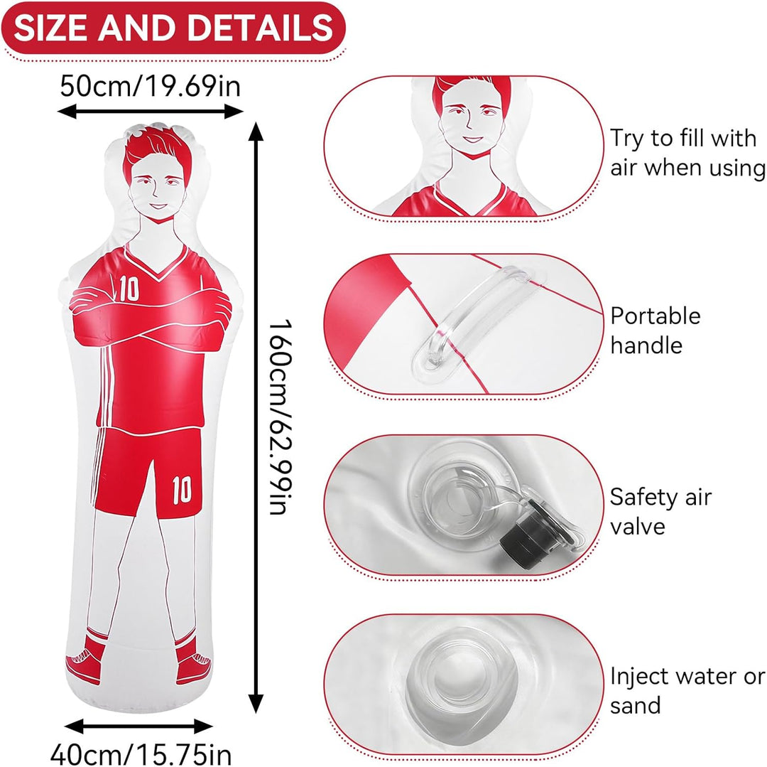 Aufblasbare Fussball Dummy, 40x160CM Fussball Training PVC Aufblasbare Fussballpuppe Boxsack Zum Box