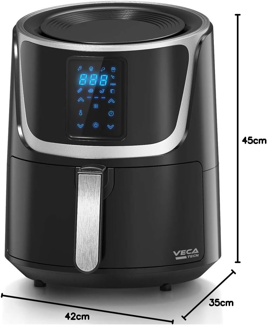 VECATECH Heissluftfritteuse XXL 5,5l, Airfryer mit Digitalem Touchscreen, 8 Voreingestellte Programm