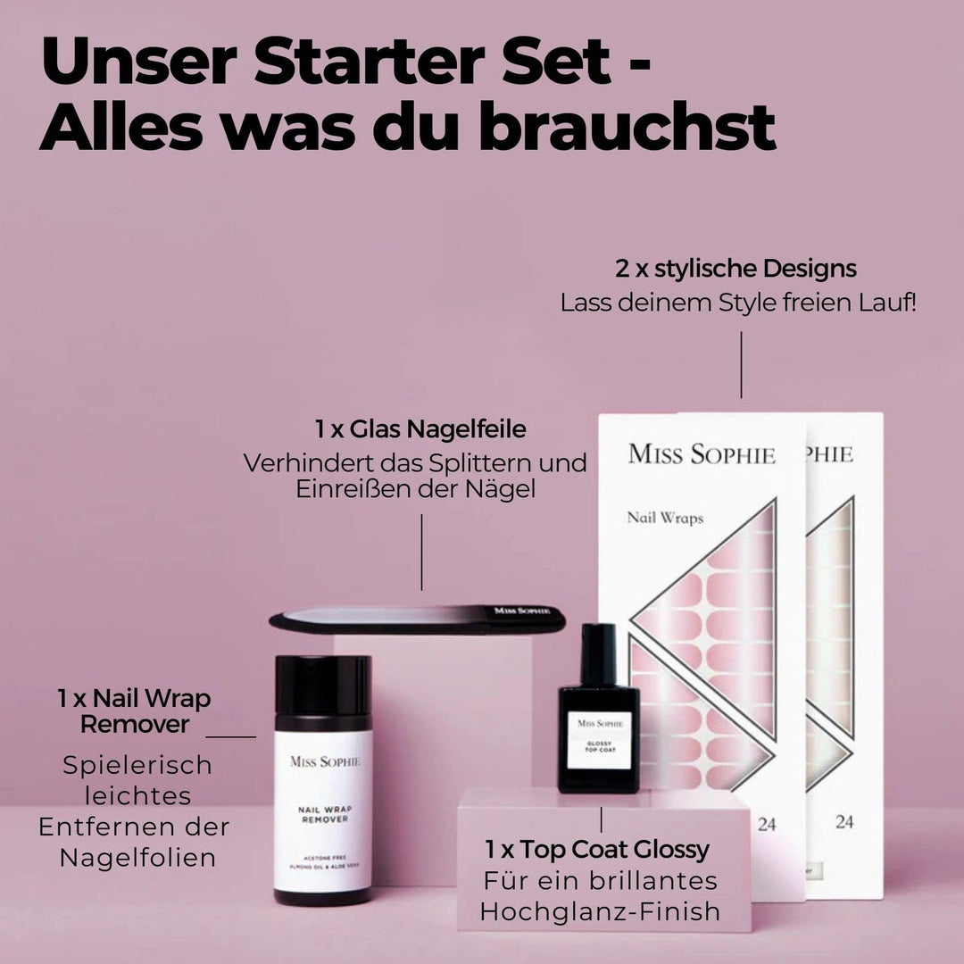 Original Miss Sophie’s Starterset I Selbstklebende Nagelfolien I Nagelaufkleber in Rose Babyboomer &amp;