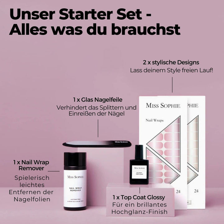 Original Miss Sophie’s Starterset I Selbstklebende Nagelfolien I Nagelaufkleber in Rose Babyboomer &amp;