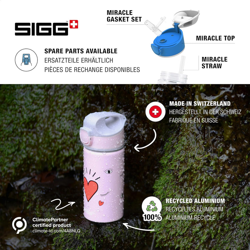 SIGG - Alu Trinkflasche Kinder - Miracle - Mit Trinkhalm - Auslaufsicher - Federleicht - BPA-frei -