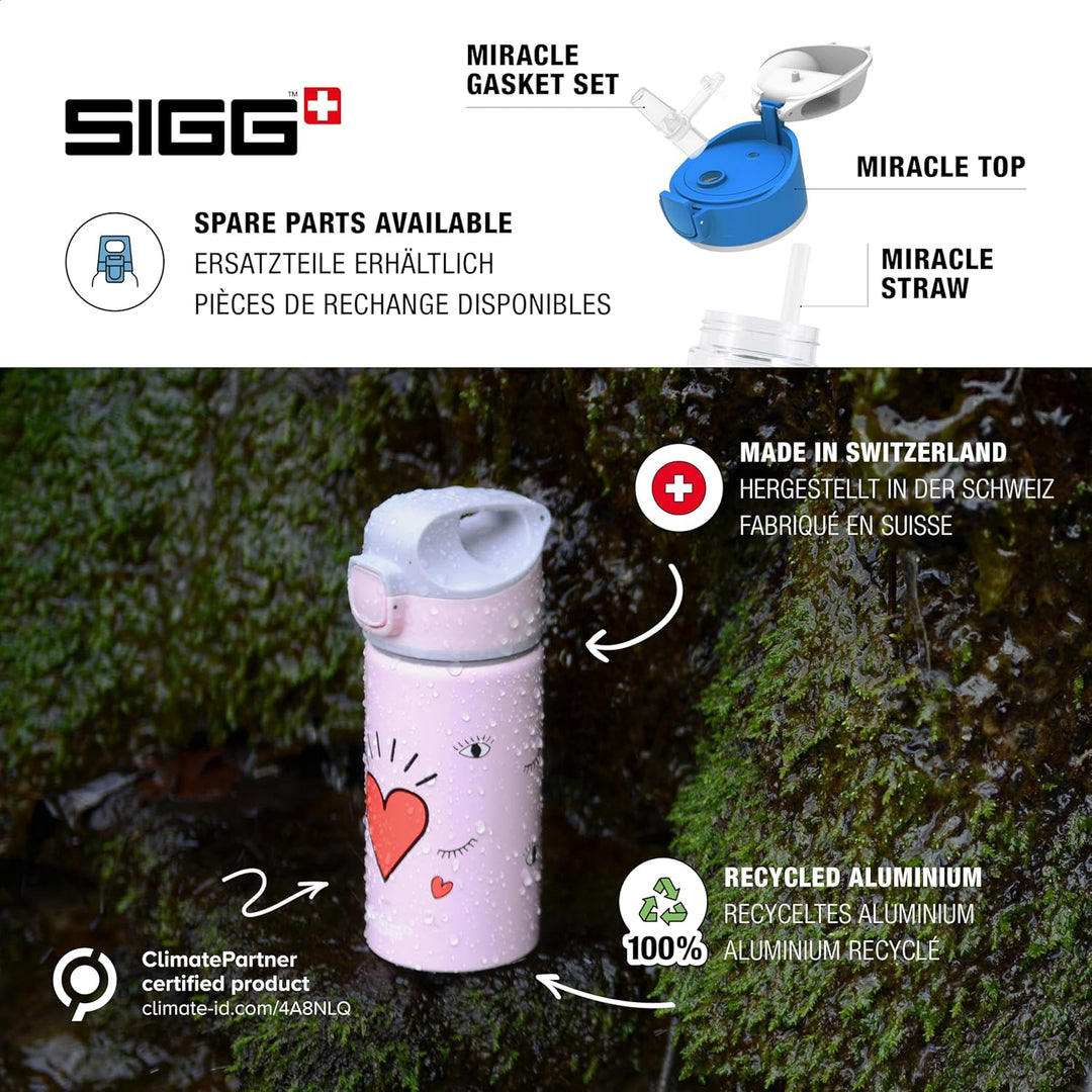 SIGG - Alu Trinkflasche Kinder - Miracle - Mit Trinkhalm - Auslaufsicher - Federleicht - BPA-frei -