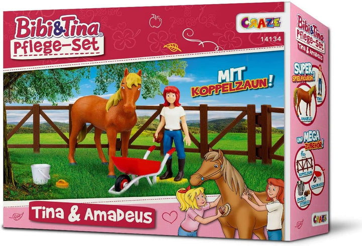 CRAZE Bibi Blocksberg/Bibi & Tina Pflege Set Pflegeset inkl. Pferde Zubehör Figuren Bauernhof Spielz