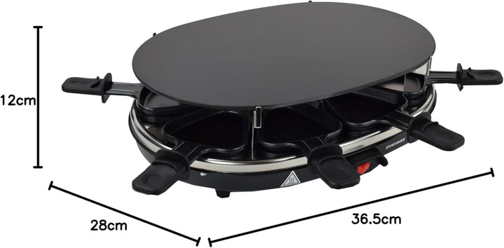 Syntrox Germany Raclette Grill Chur, 8 Personen, Glas-Keramik + heisser Stein, 3 Zusatzplatten, 8 Pf