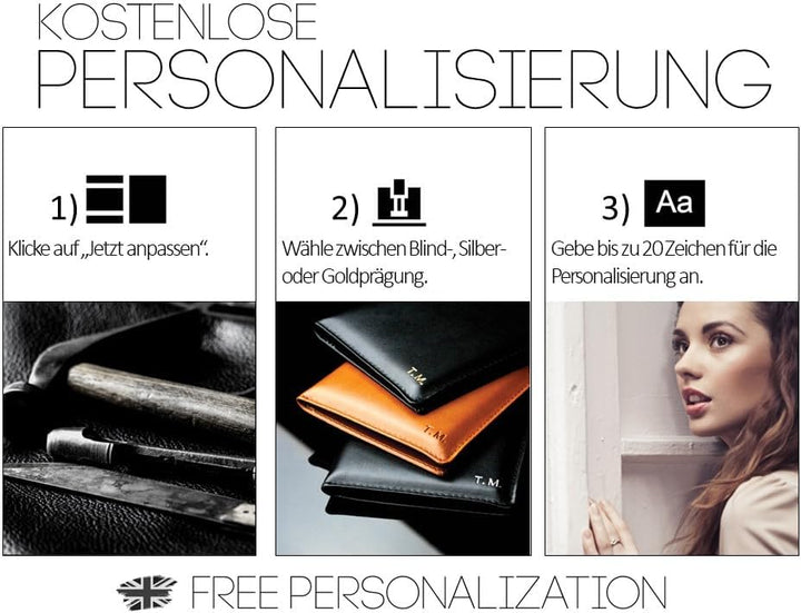 DELMON VARONE - Personalisierbares Visitenkartenetui aus Premium Boxcalf Leder braun, Elegante Echtl