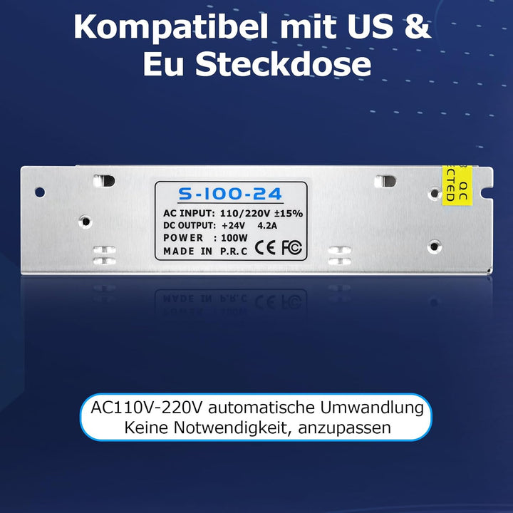 LightingWill Schaltnetzteil 24V 8,1A 100W Netzteil, LED Trafo Schaltwandler AC 230V auf DC 24 Volt,