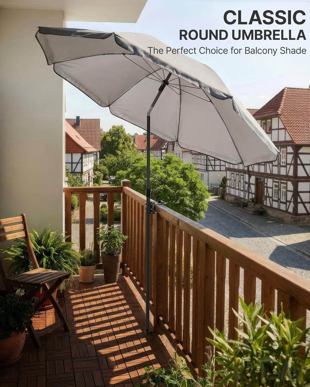 4smile Sonnenschirm Strand Ø 200 cm, Anthrazit, Sonnenschirm Balkon | Strandschirm windfest stabil,