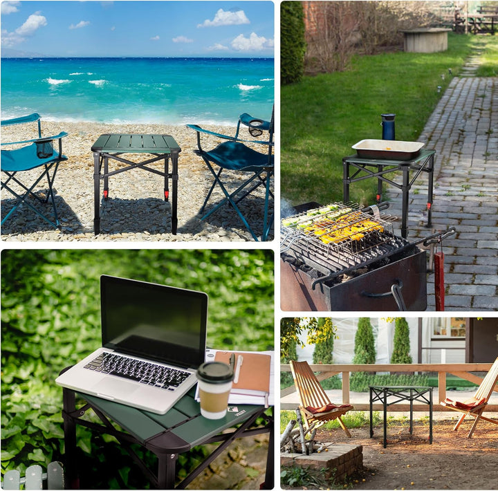 VILLEY Aluminium Klapptisch mit Tragetasche, klappbarer Campingtisch aus Alu, Faltbarer Balkontisch,