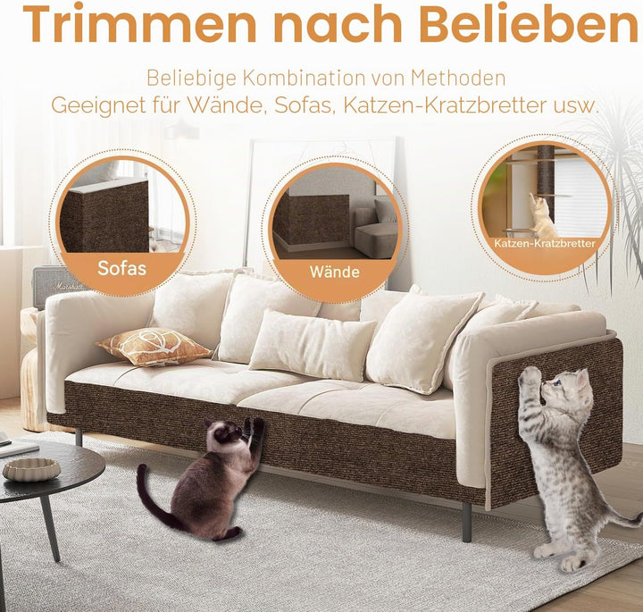 Kratzschutz Sofa Katze, Kratzmatte Selbstklebend für Sofa & Wand, Katzen Kratzbrett, Trimmbarer Schu