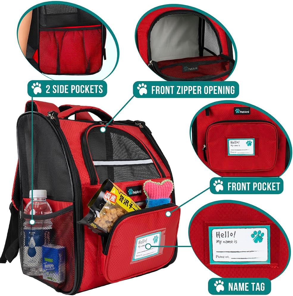 PetAmi Hunderucksack für kleine und grosse Katzen, Haustiere, Welpen, belüfteter Haustier-Wanderruck